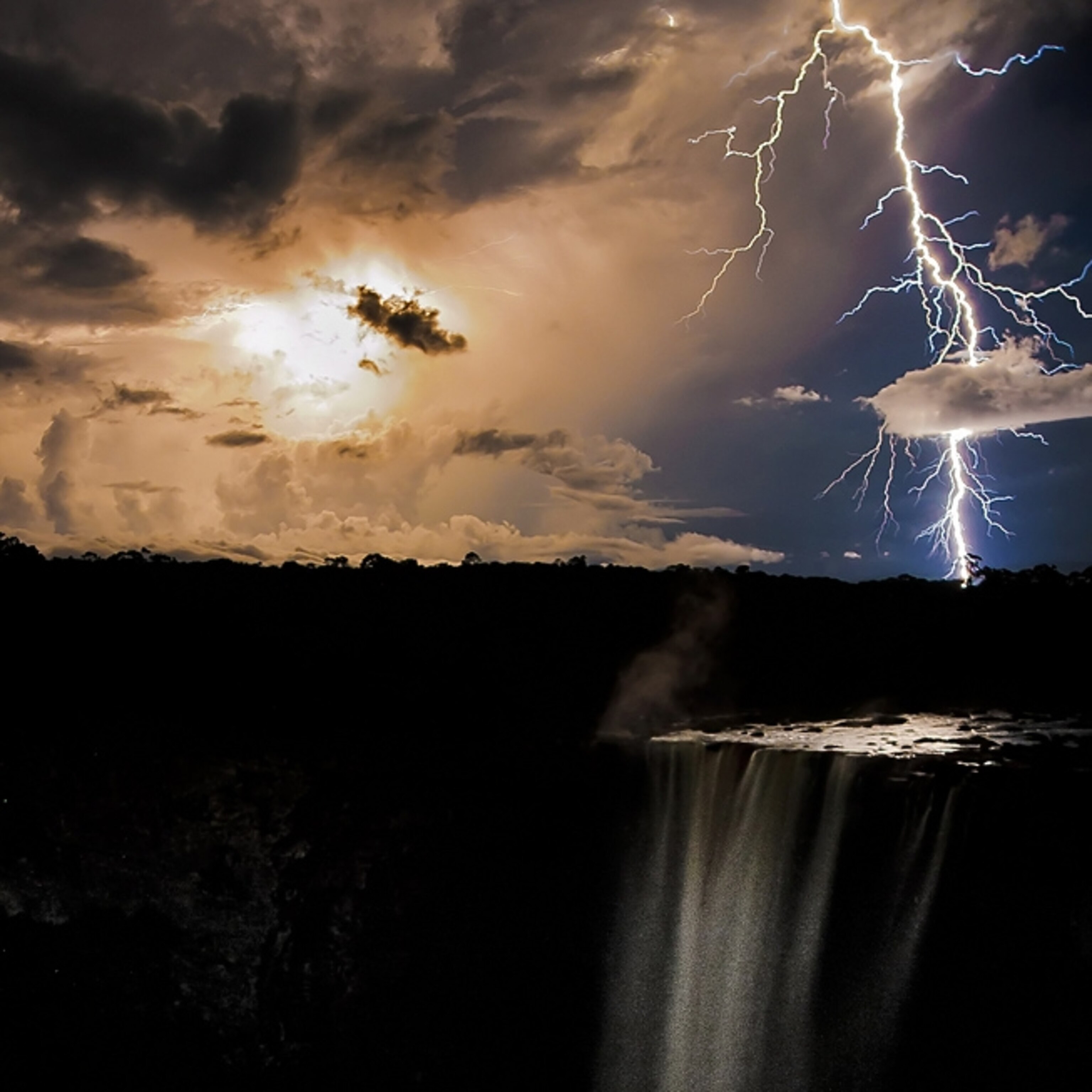 Waterfall And Lightning Wallpapers