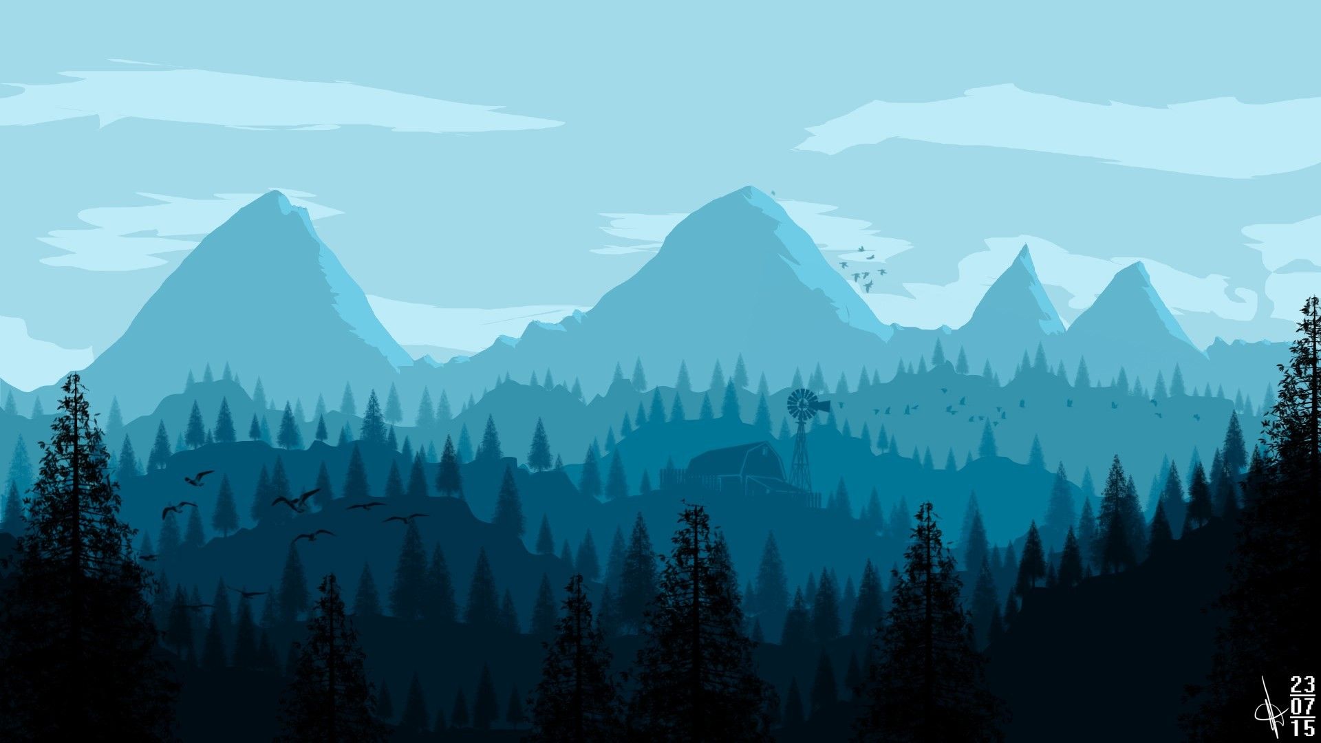 Minimalist Blue Mountains Wallpapers