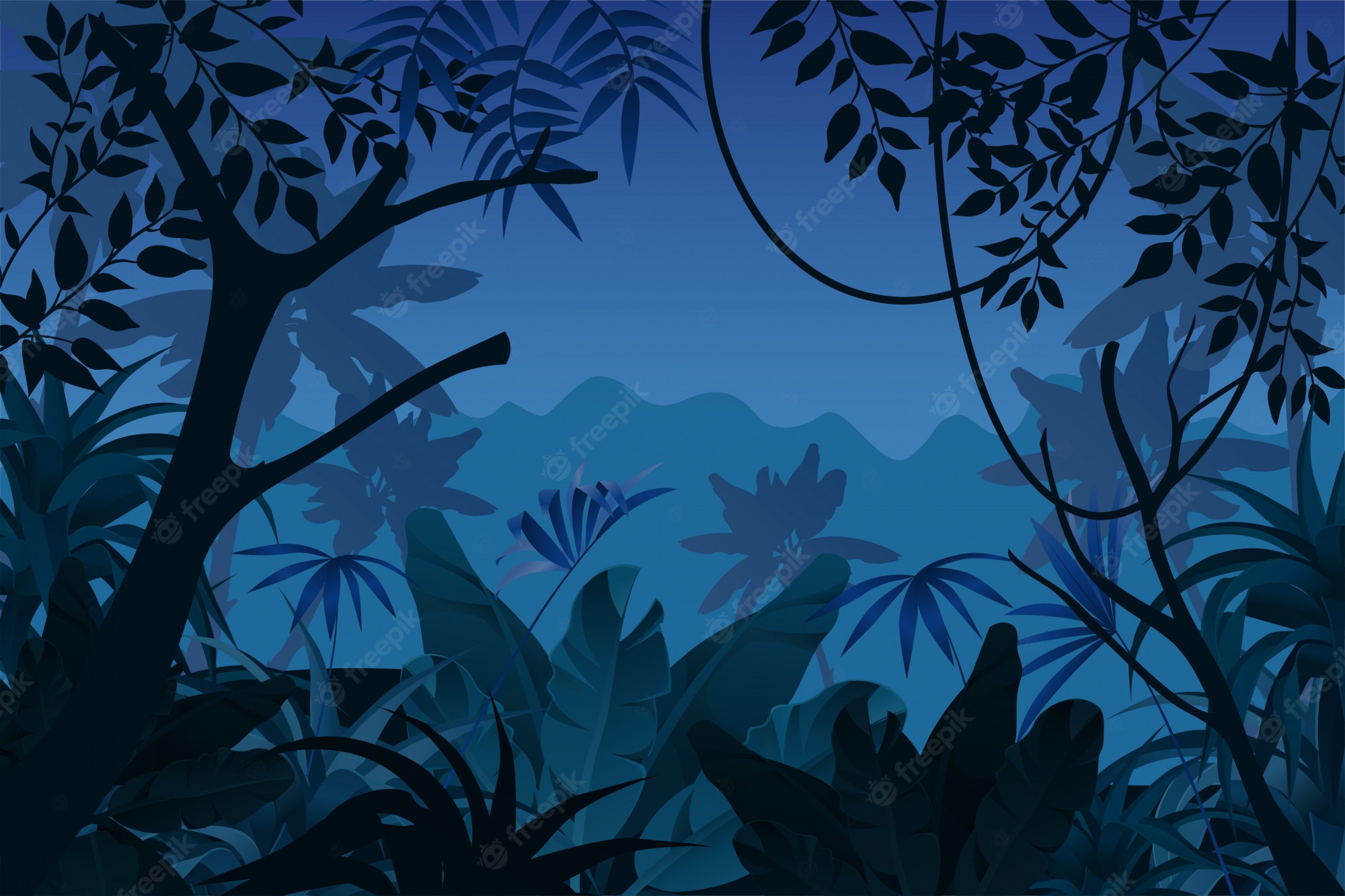 Sunset Fantasy Illustration, Light Trails Forest
 Wallpapers